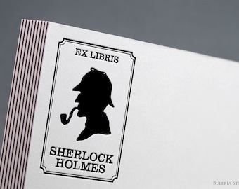 SHERLOCK HOLMES ex libris stamp, Watson illustration, Book stamp, ex libris stamp, literature Stamp, bookplate stamp, library bookplate