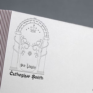 Boekstempel, Doors of Durin, Lord of the Rings, ex libris-stempel, bibliotheekstempel, ex-libris-rubberstempel, ex-librisstempel, aangepaste rubberstempel