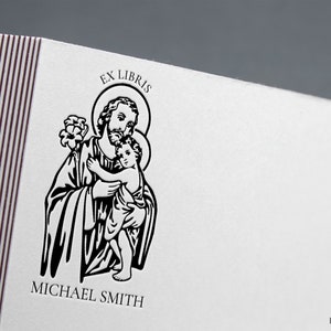 Religiöses Ex Libris, Ex Libris Stempel, Bibliothek Stempel, Ex Libris Stempel, Exlibris Stempel, Illustration Stempel.