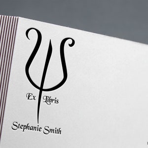 Griechischer Buchstabe Psi Stempel, Ex Libris Stempel, Buchstempel, Custom Ex Libris.