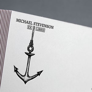 Scheepsanker ex libris, boekstempel, zeestempel, ex librisstempel, ex-libris rubberstempel, ex-librisstempel, aangepaste rubberstempel.