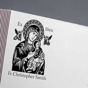 Onze-Lieve-Vrouw van Altijddurende Bijstand, boekstempel, ex libris-stempel, bibliotheekstempel, ex-libris-rubberstempel, ex-librisstempel, aangepaste rubberstempel.