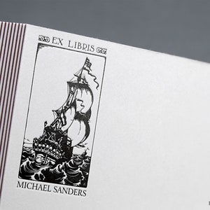 Book stamp, ex libris English galleon, Library Stamp, from the library of, bookplate stamp, ex libris, sailboat stamp, ship stamp image 1