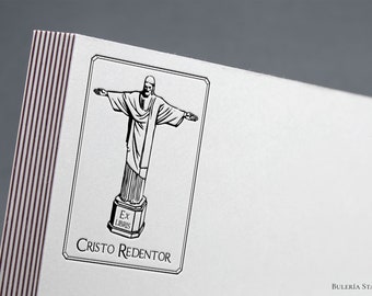 Cristo il Redentore, francobollo per libri, francobollo illustrativo, francobollo ex libris, francobollo biblioteca, timbro in gomma Ex-Libris, francobollo ex libris, francobollo personalizzato