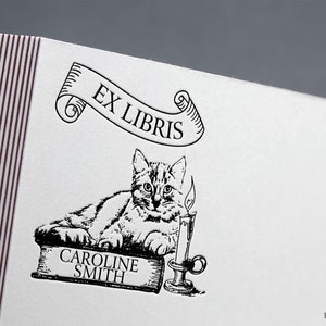 Cat on the Books Custom Ex Libris Stamp, Black Cat Bookplate Stamp,  Mystical Book Stamp, Library Stamp, Book lovers Gift - AliExpress