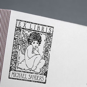 Tampon Querubin, tampon livre, tampon ex libris, tampon bibliothèque, tampon Ex-Libris, ex libris, tampon ex-libris, tampon personnalisé.