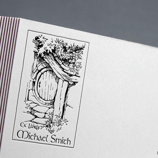 Hobbit door, Lord of the Rings, Book stamp, ex libris stamp, Library Stamp, Ex-Libris Rubber Stamp, bookplate stamp, custom rubber stamp