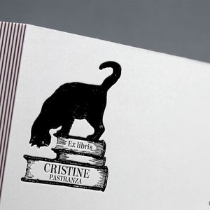 Chat et livres, tampon amoureux des chats, tampon livre, tampon ex libris, tampon bibliothèque, tampon Ex-Libris, tampon ex-libris, tampon personnalisé