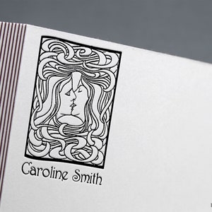 IL BACIO di Peter Behrens, timbro ex libris, timbro della biblioteca, dalla biblioteca di, timbro ex libris, ex libris, timbro calligrafico.