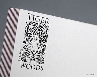 Book stamp, Tiger ex libris, Library Stamp, from the library of, Ex-Libris Rubber Stamp, ex libris, calligraphy stamp, bookplate stamp