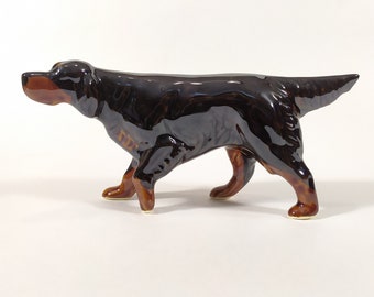 handmade dog figurine Scottish Setter faience figurine