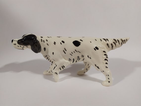 English setter black speck. faience figurine handmade dog | Etsy