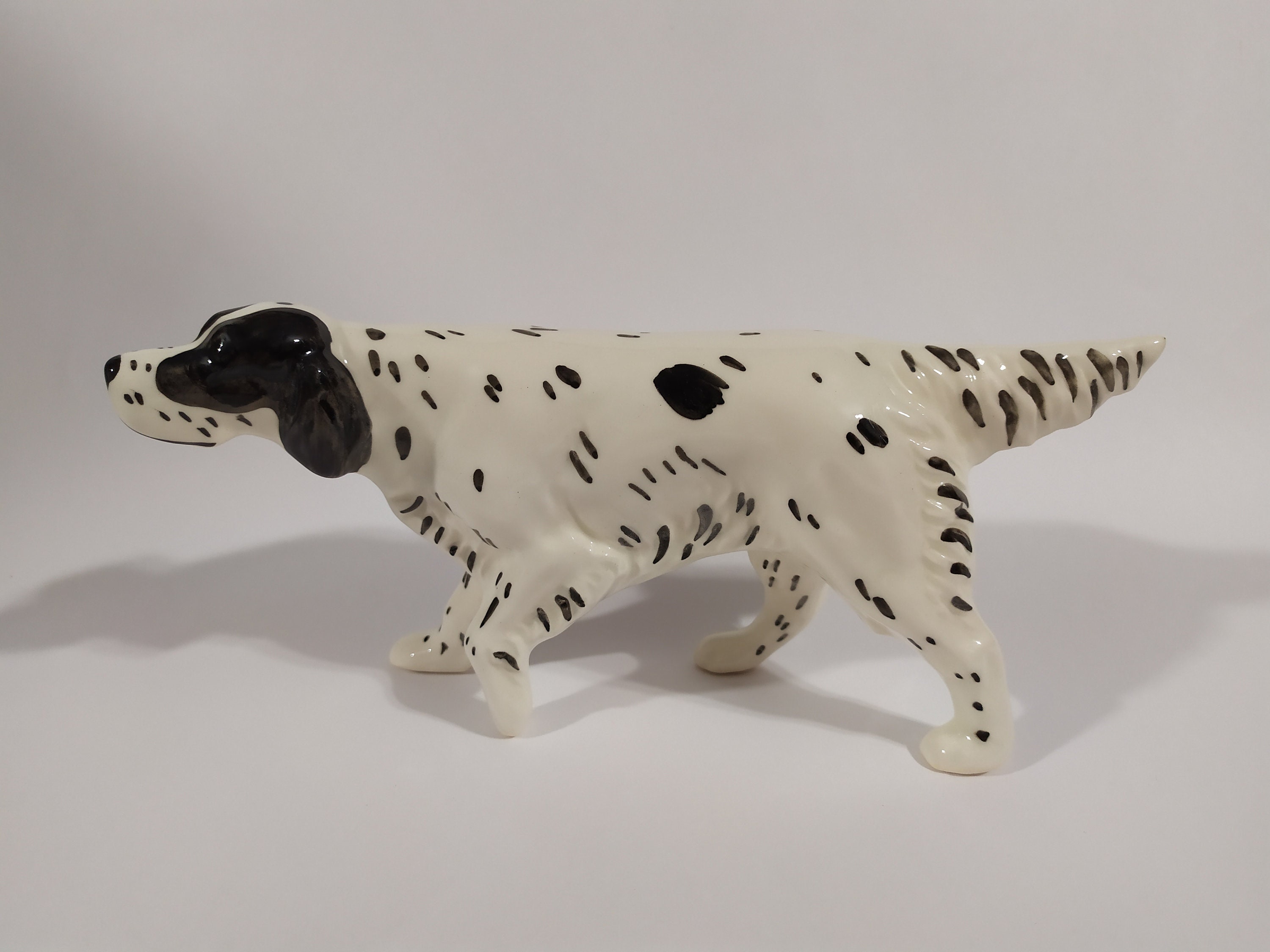 English setter black speck. faience figurine handmade dog | Etsy