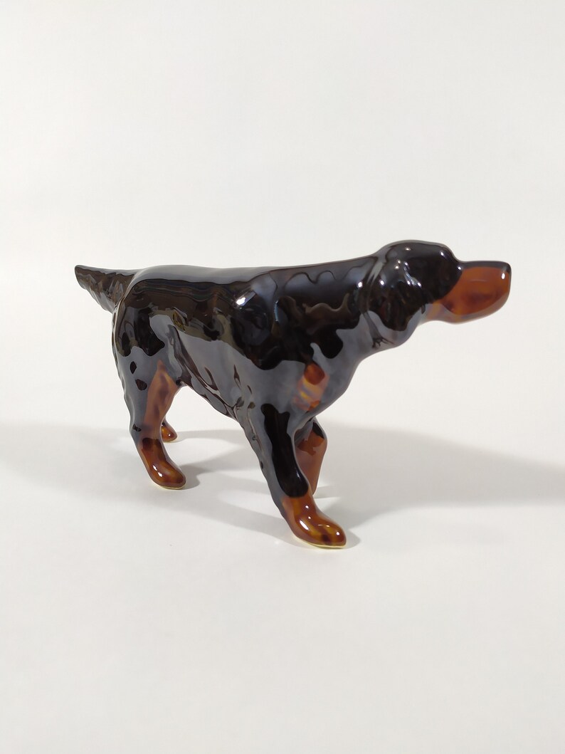 handmade dog figurine Scottish Setter faience figurine