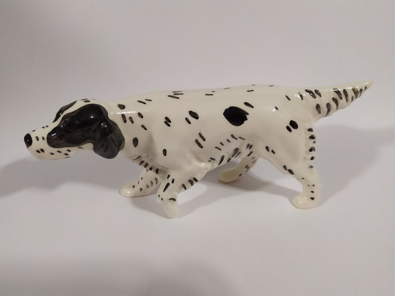 English setter black speck. faience figurine handmade dog | Etsy