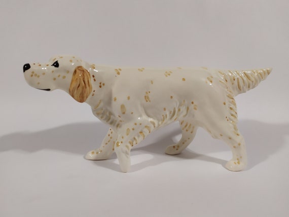 handmade dog figurine Scottish Setter faience figurine