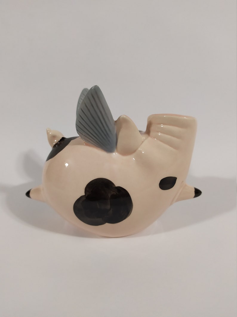 Winged Pig Faience Figurine Handmade Funny Animal Figurine Etsy