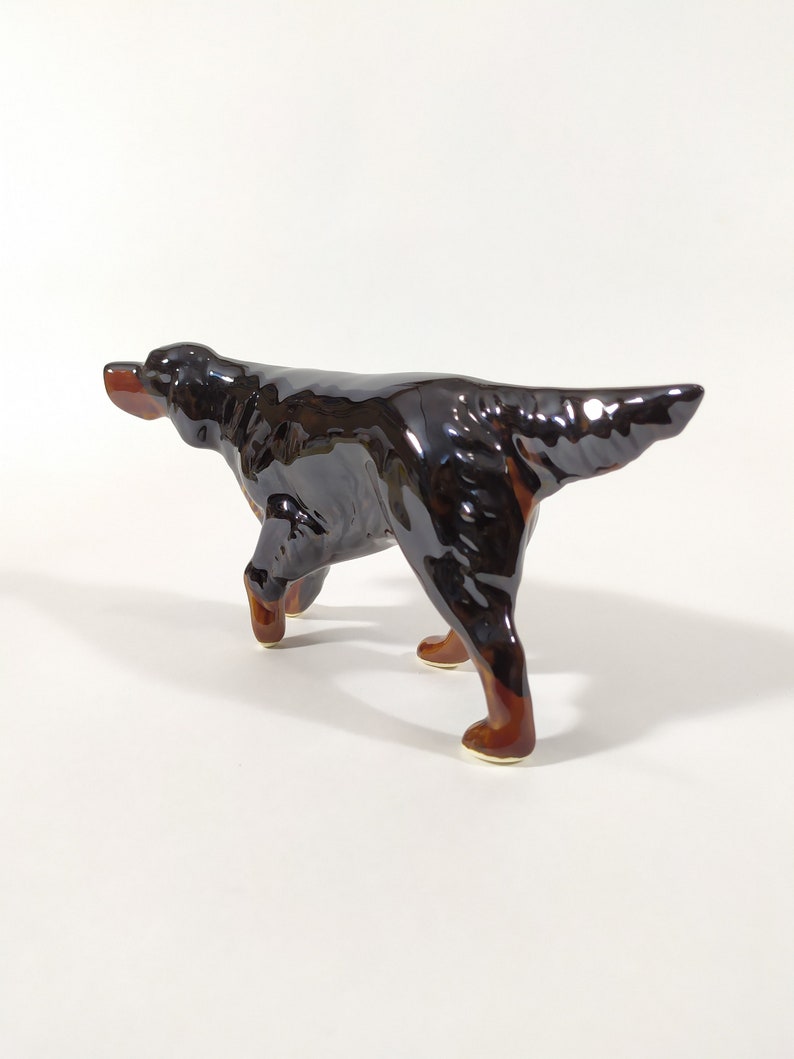 handmade dog figurine Scottish Setter faience figurine