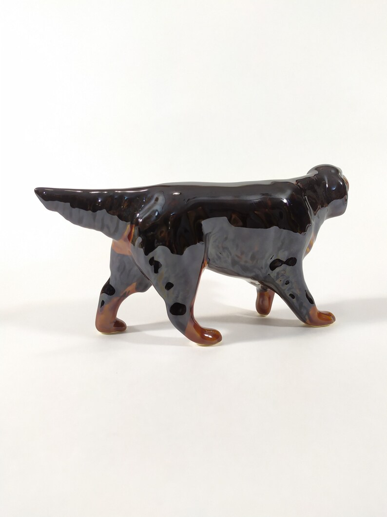handmade dog figurine Scottish Setter faience figurine