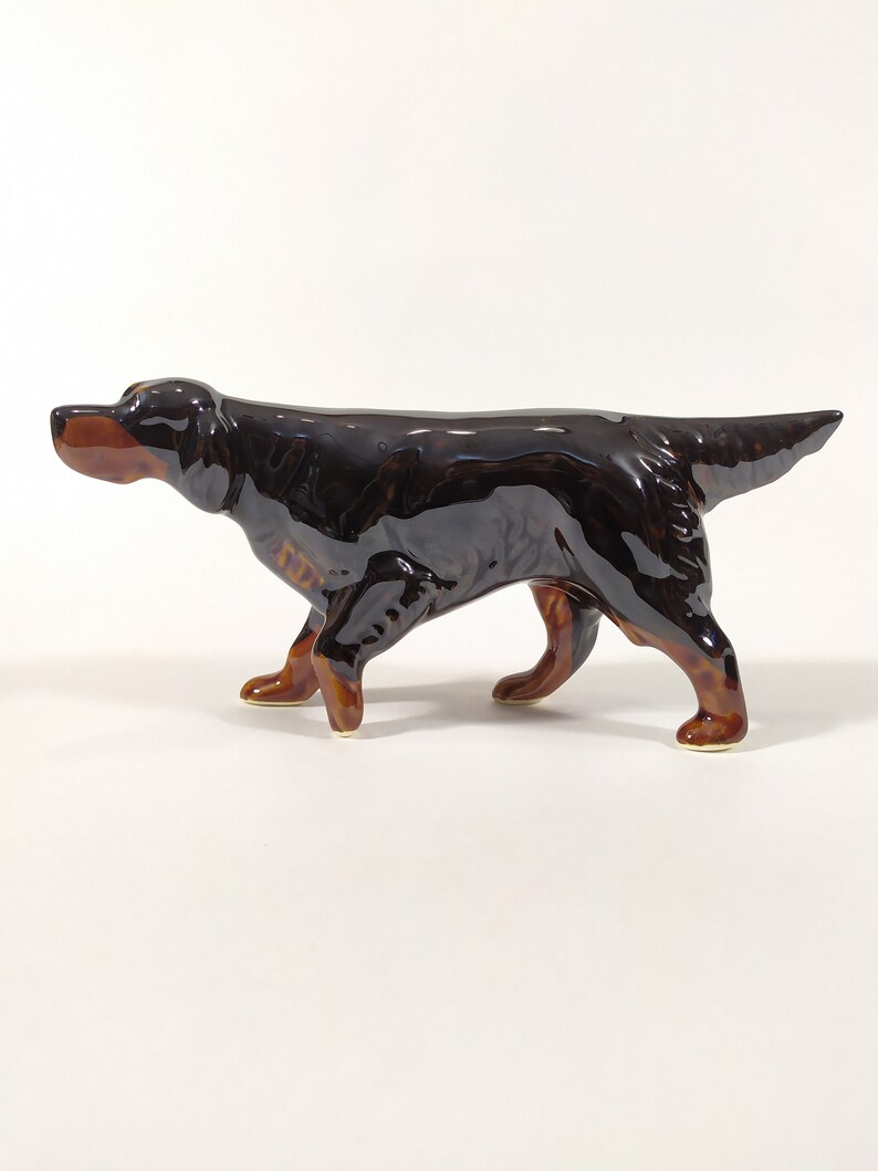 handmade dog figurine Scottish Setter faience figurine