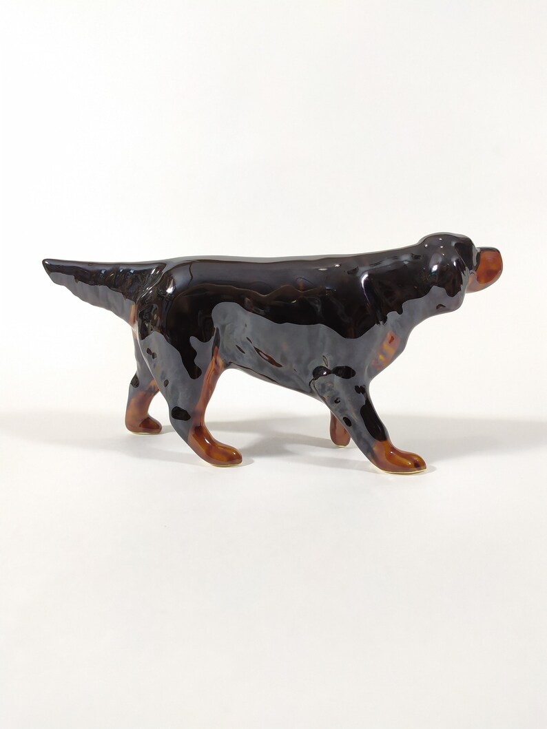 handmade dog figurine Scottish Setter faience figurine