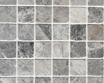 Tumbled 12"x12"Gray Marble Mosaic Tile