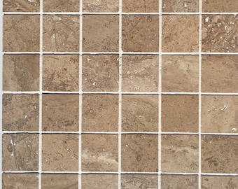 Mocha 12"x12" Travertine Honed  Mosaic Tile