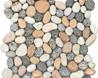 Glazed Mix Pebble Natural Stone Mosaic 12"x12"
