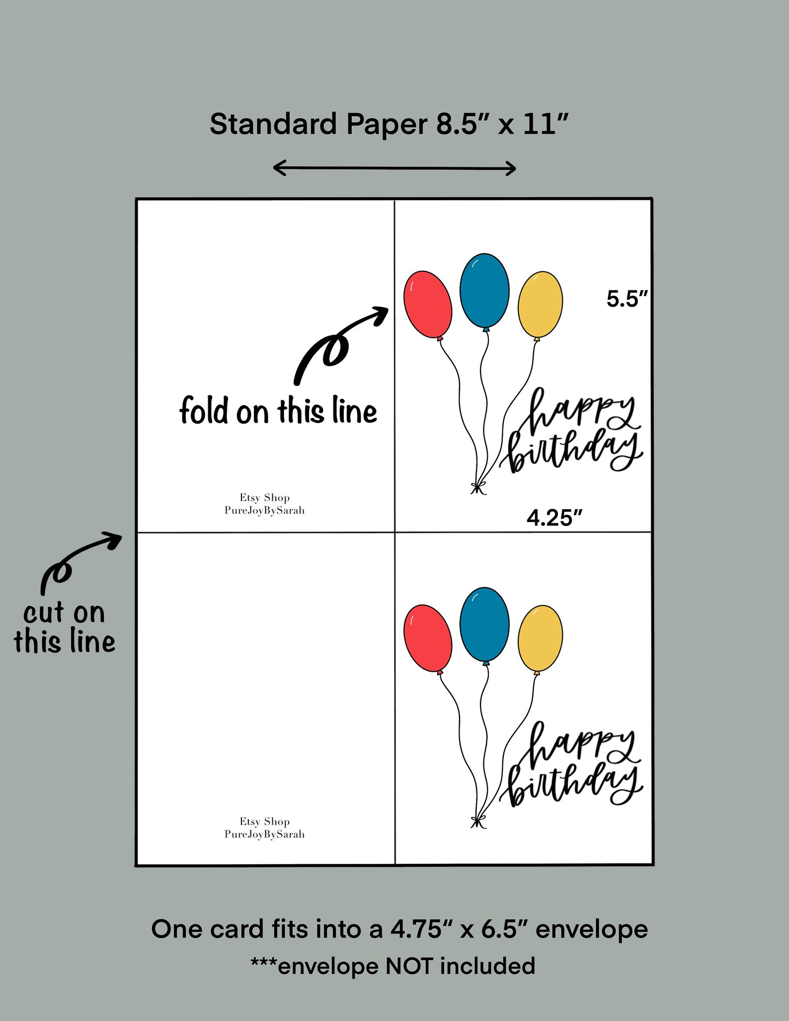 Printable Happy Birthday Cards | Handlettered Cards | Birthday Balloons ...