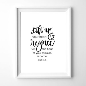 Lift Up Your Heart and Rejoice | Scripture Printable | Scripture Wall Art | Hand lettering digital download| Digital print |Instant Download