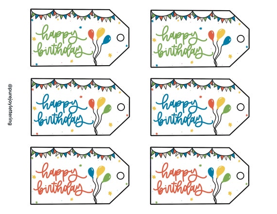 Birthday Name Tags Templates GIFT TAG | BIRTHDAY | Pink Balloons