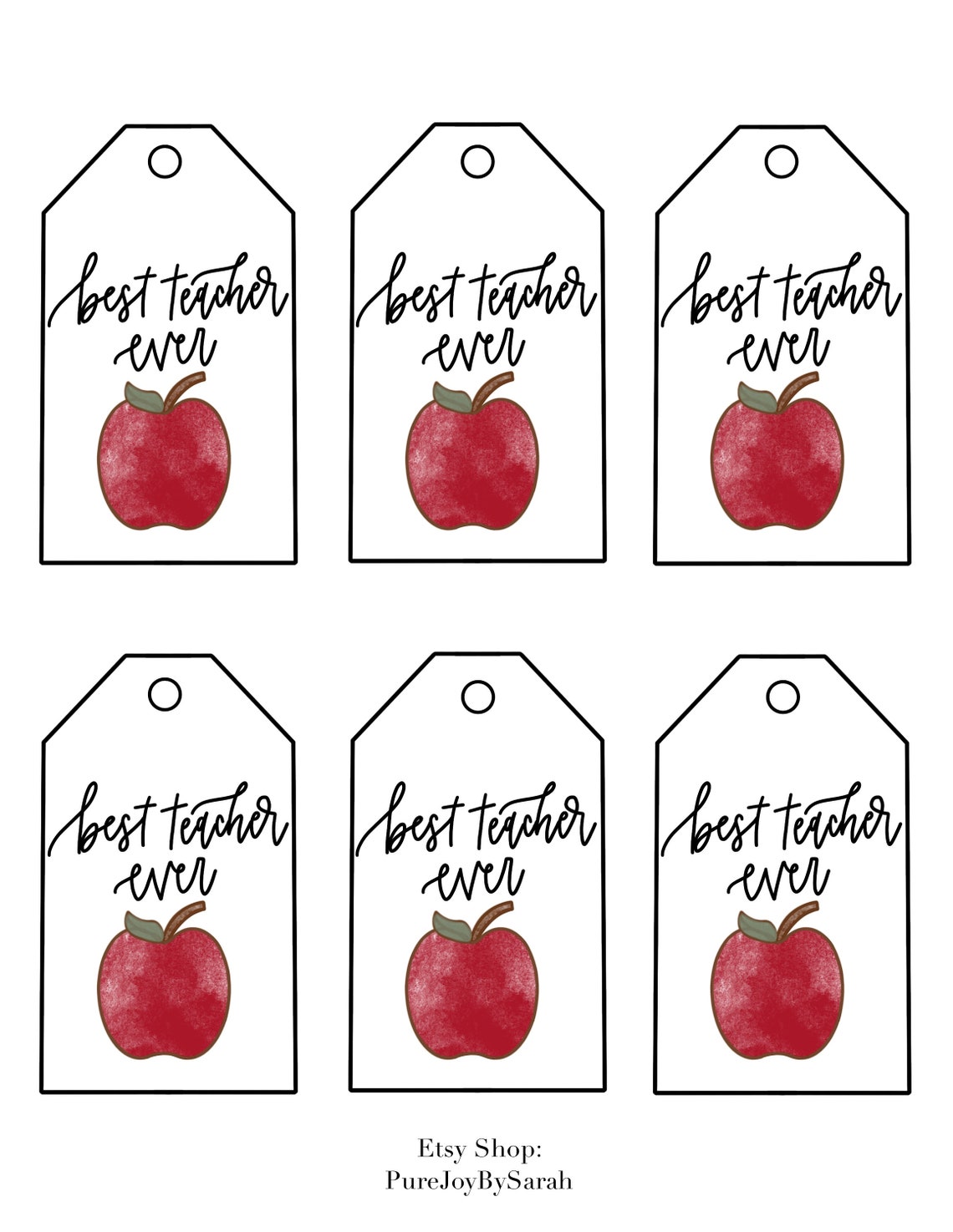 Teacher Printable Gift Tags, Best Teacher | Teacher Appreciation Tags ...