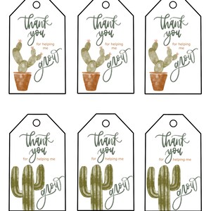 Printable Teacher Thank You Watercolor Cactus Tag | Teacher ...