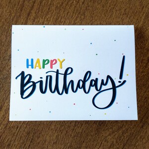 Printable Happy Birthday Confetti Cards | Handlettered Cards | Birthday Cards | Instant Download | 4.25&quot;x5.5&quot; | Two cards in one