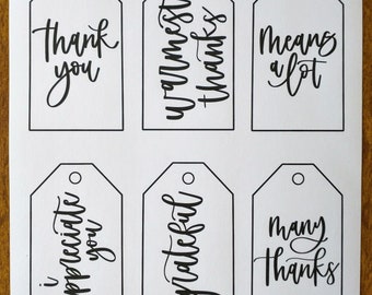 Thank you gift tags | Thank you printable tag | printable gift tag | hand lettered printable tag | appreciation tags | instant download