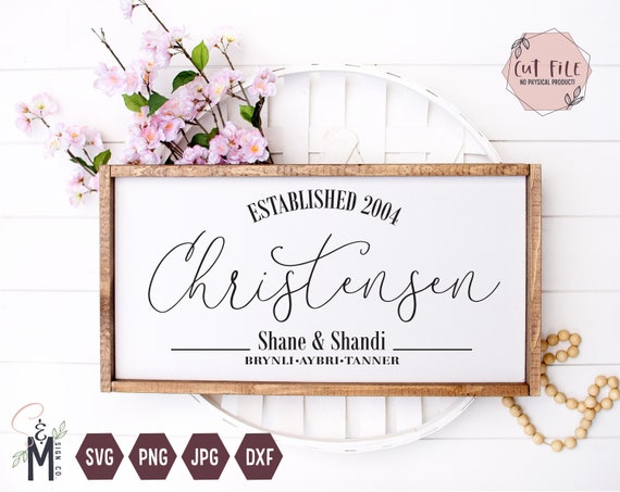 Download Custom Name Sign Established Sign Family Name Svg Etsy PSD Mockup Templates