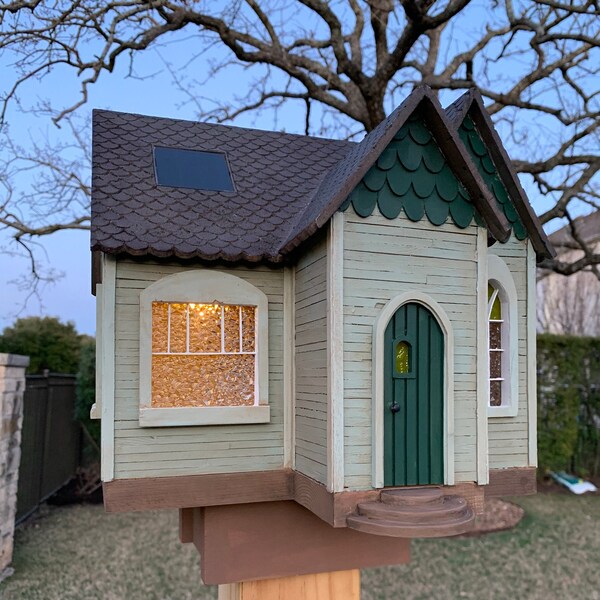 Birdhouse, Solar Powered Birdhouse, Craftsman Style House