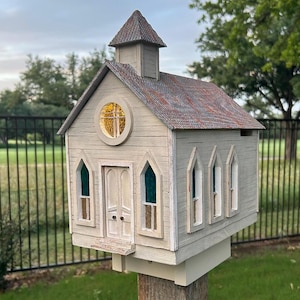 Church Birdhouse, Outdoor Birdhouse, Solar Powered Birdhouse