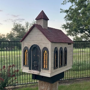 Church Birdhouse, Outdoor Birdhouse, Solar Powered Birdhouse