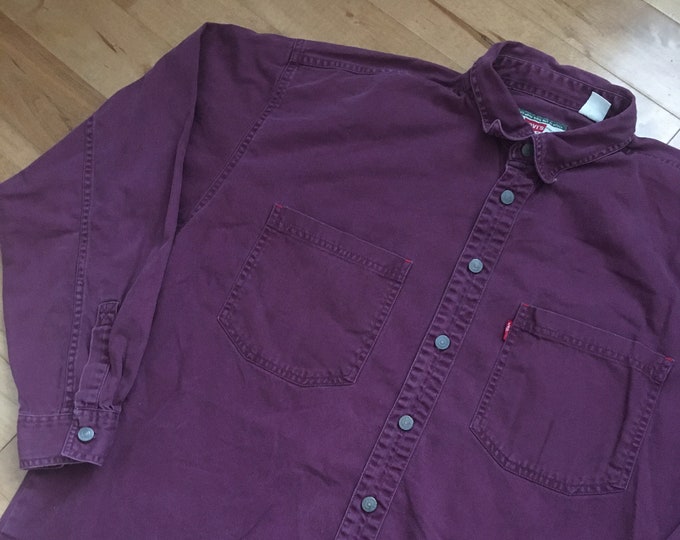 90s Levis Maroon Long Sleeve Button up Shirt Vintage 1990s Levi Strauss ...