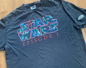 1999 Star Wars Episode I The Phantom Menace Movie Promo T-shirt Vintage 1990s Lee Sport 2XL Black Tee George Lucas Fantasy