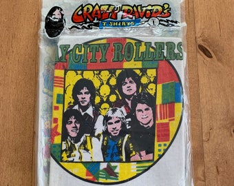 70s Rare Bay City Rollers Deadstock Band Tee Vintage 1970s Crazy David's New Old Stock Original Packaging T-shirt Scottish Pop Rock Concert