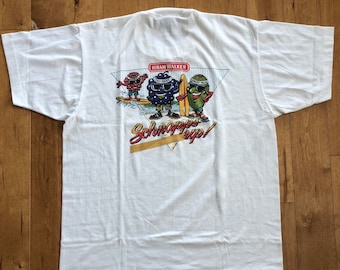 90s Schnapps Up! Hiram Walker Promo T-shirt Vintage 1990 Screen Stars Best Made in USA Single Stitch Tee Liqueur Liquor Booze Cartoons