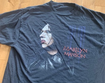 Late 90's Marilyn Manson T-shirt Vintage XL Black Tee American Rock Music Singer Concert Tour Streetwear Heavy Metal Giant Merchandising