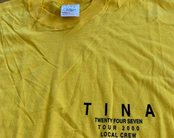 2000 Tina Turner Twenty Four Seven Tour Tee Vintage Screen Stars by Fruit of the Loom XL Yellow T-shirt Queen of Rock n' Roll Concert