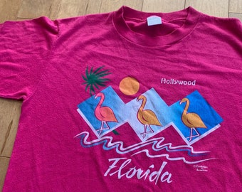 1980s Hollywood Florida Tourist Souvenir T-shirt Vintage Sportswear Made in USA 50/50 Single Stitch Tee