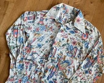 1970s Vintage KING LOUIE Bowling Shirt Retro Quarter Zip Polo T