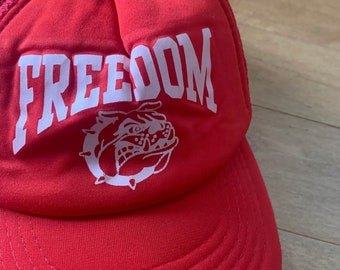 80s United States Marine Corps Freedom Snapback Hat Vintage 1980s New Era Small-Medium Baseball Trucker Cap Chesty Puller Bulldog Mascot