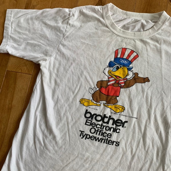 1980 Sam Olympic Eagle Brother Electronic Office Typewriters T-shirt Vintage 1980s Single Stitch Tee 1984 Los Angeles Olympics LA Mascot