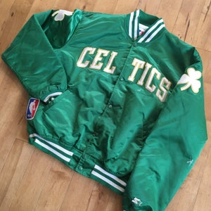 Vintage 80's Starter NBA BOSTON CELTICS Basketball Coat SATIN WARM UP Jacket  S